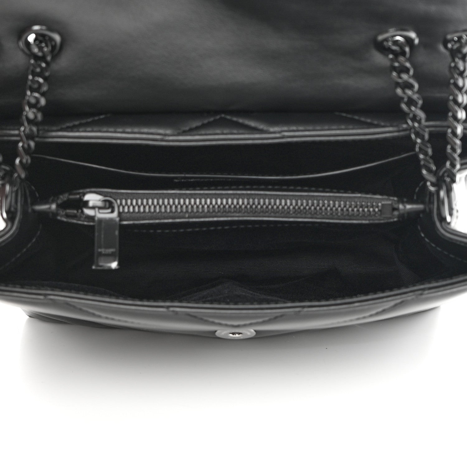 Saint Laurent Calfskin Y Quilted Monogram Monochrome Small Loulou Chain Satchel Black 5 of 10