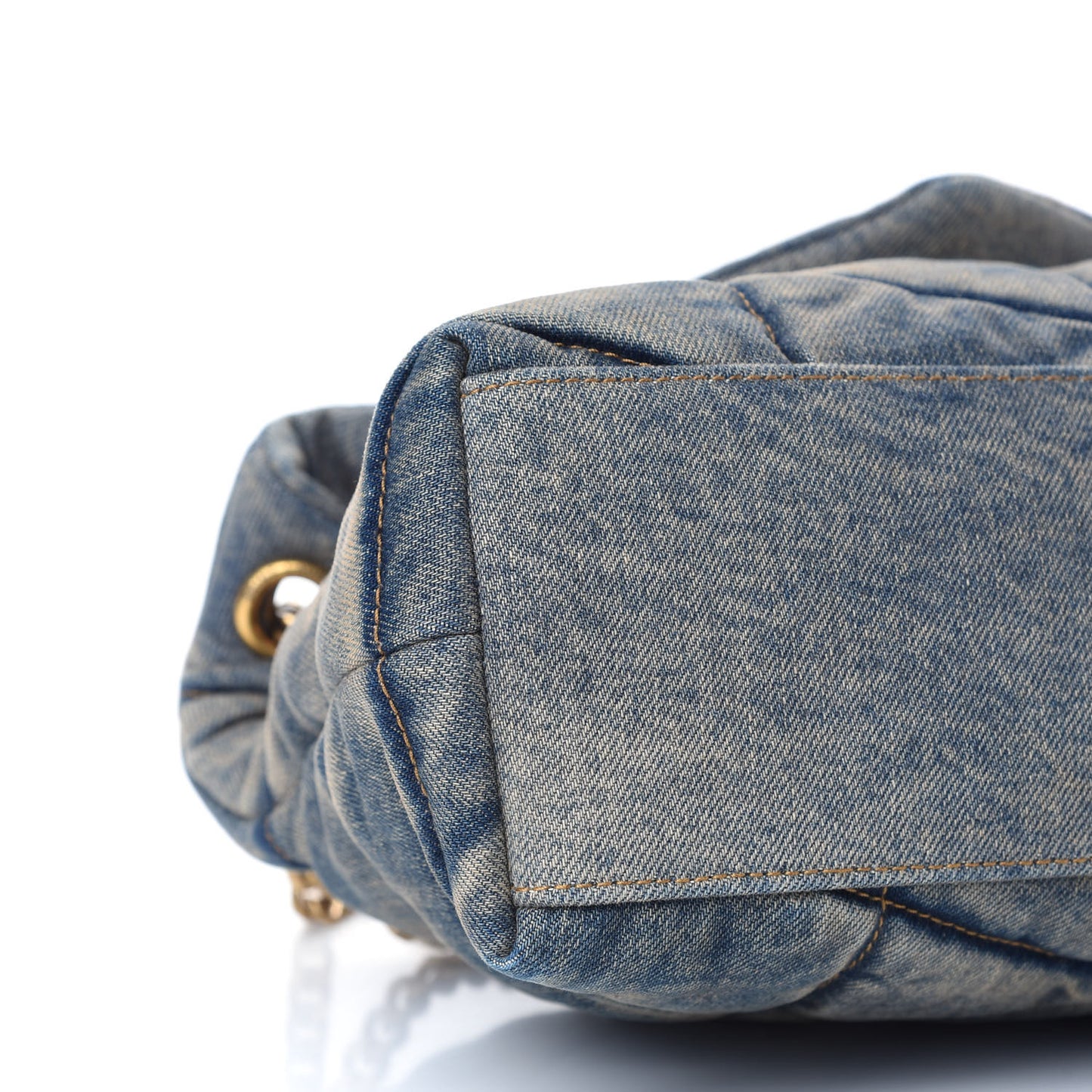 Denim Quilted Small Loulou Puffer Monogram Chain Satchel Blue Cinnamon
