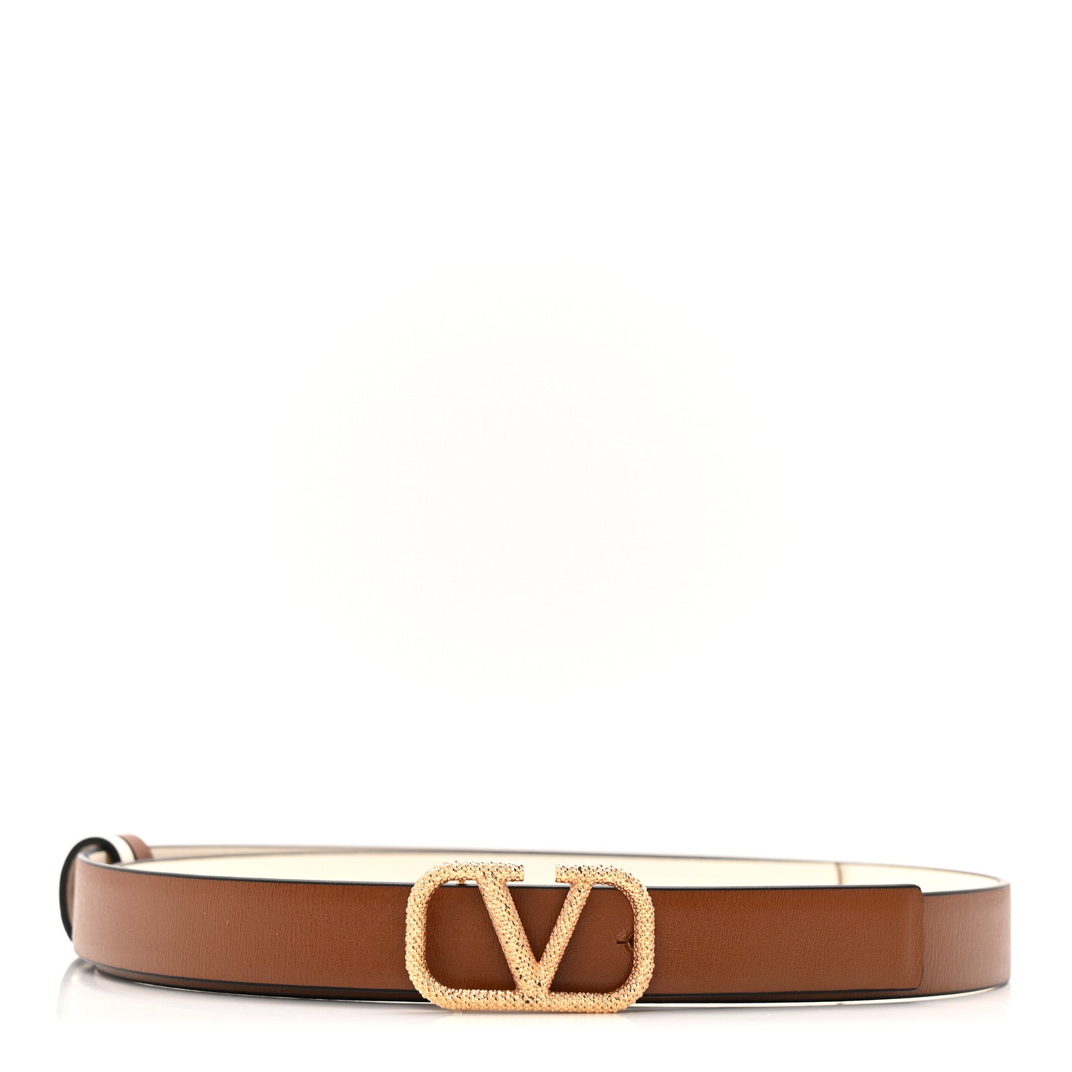 Valentino Garavani Glossy Calfskin Hammered VLogo Reversible 20mm