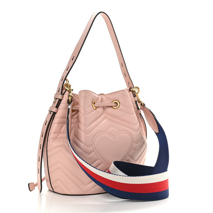 Gucci Calfskin Matelasse Sylvie Web GG Marmont Bucket Bag Perfect Pink 3 of 9