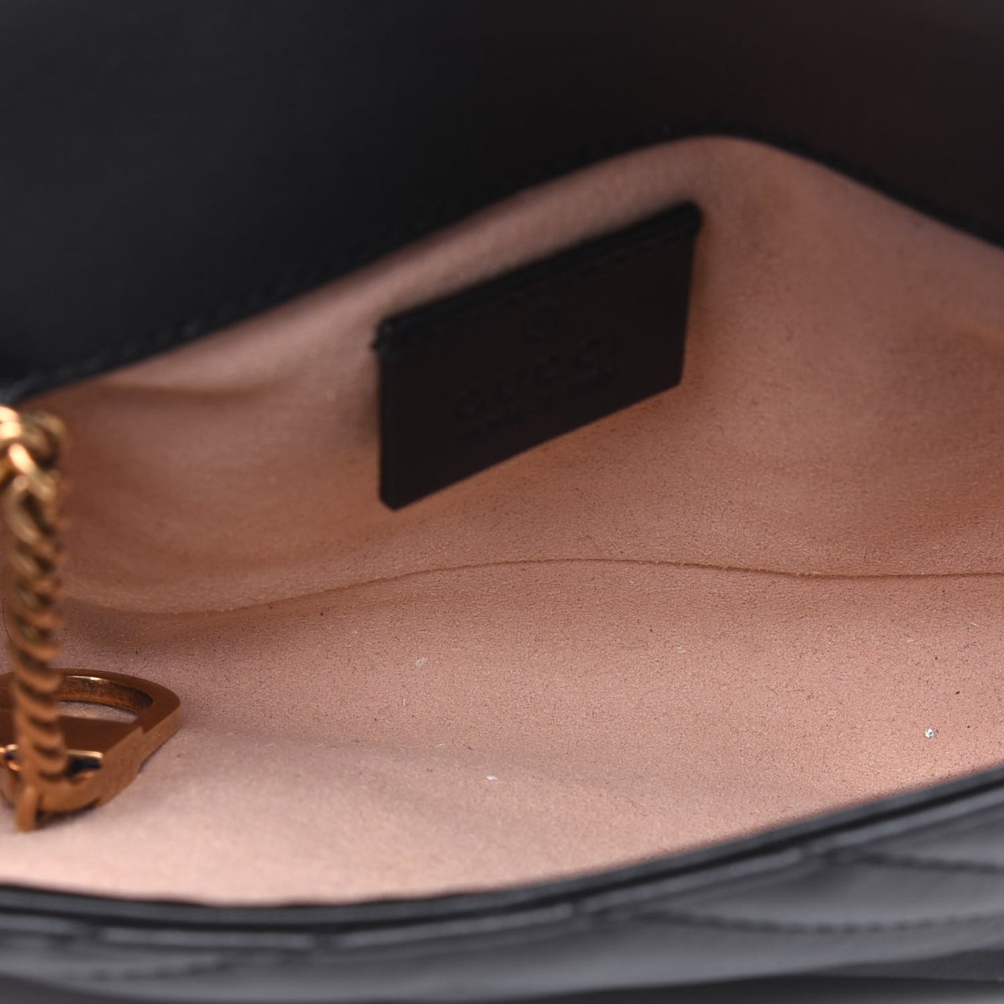 Calfskin Matelasse Super Mini GG Marmont Shoulder Bag Black