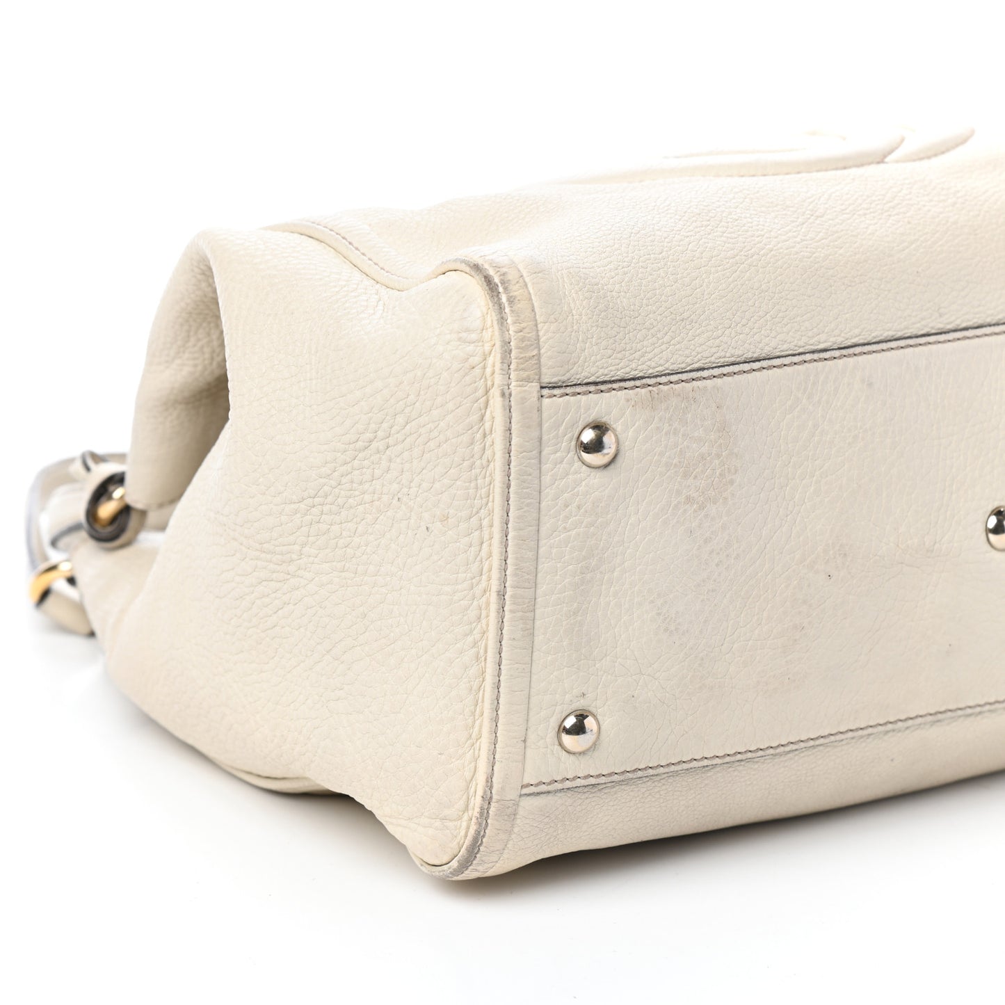Pebbled Calfskin Medium Soho Shoulder Bag Off White