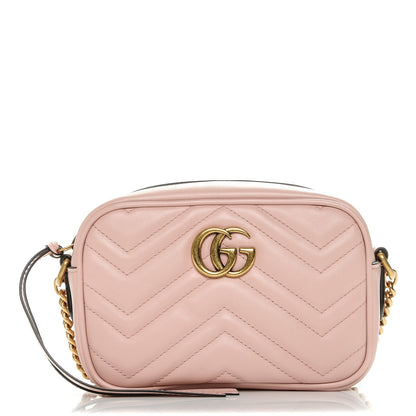 Gucci Calfskin Matelasse Mini GG Marmont Chain Shoulder Bag Perfect Pink 1 of 7