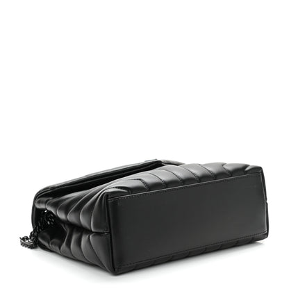 Saint Laurent Calfskin Y Quilted Monogram Small Loulou Chain Satchel Black 3 of 9