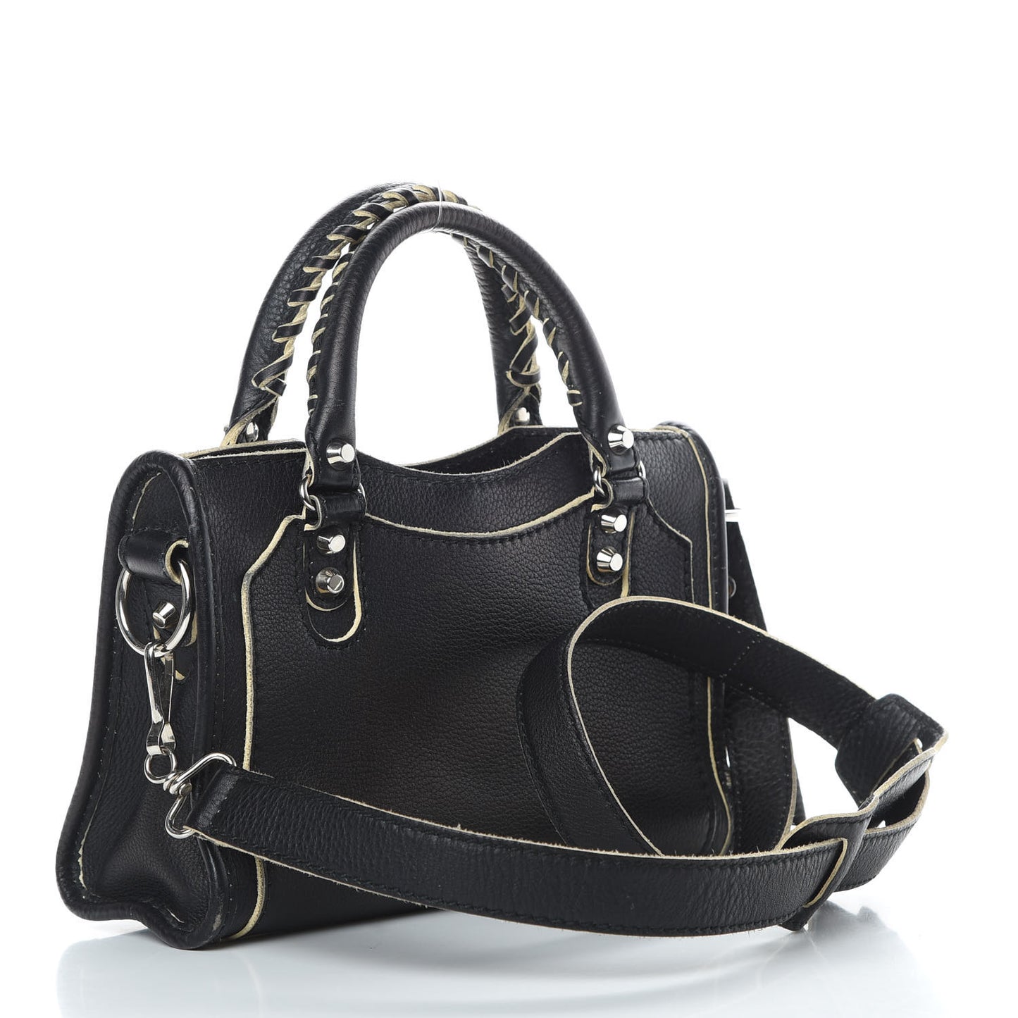 Supple Grained Calfskin Classic Silver Hardware Highlight Mini City Black