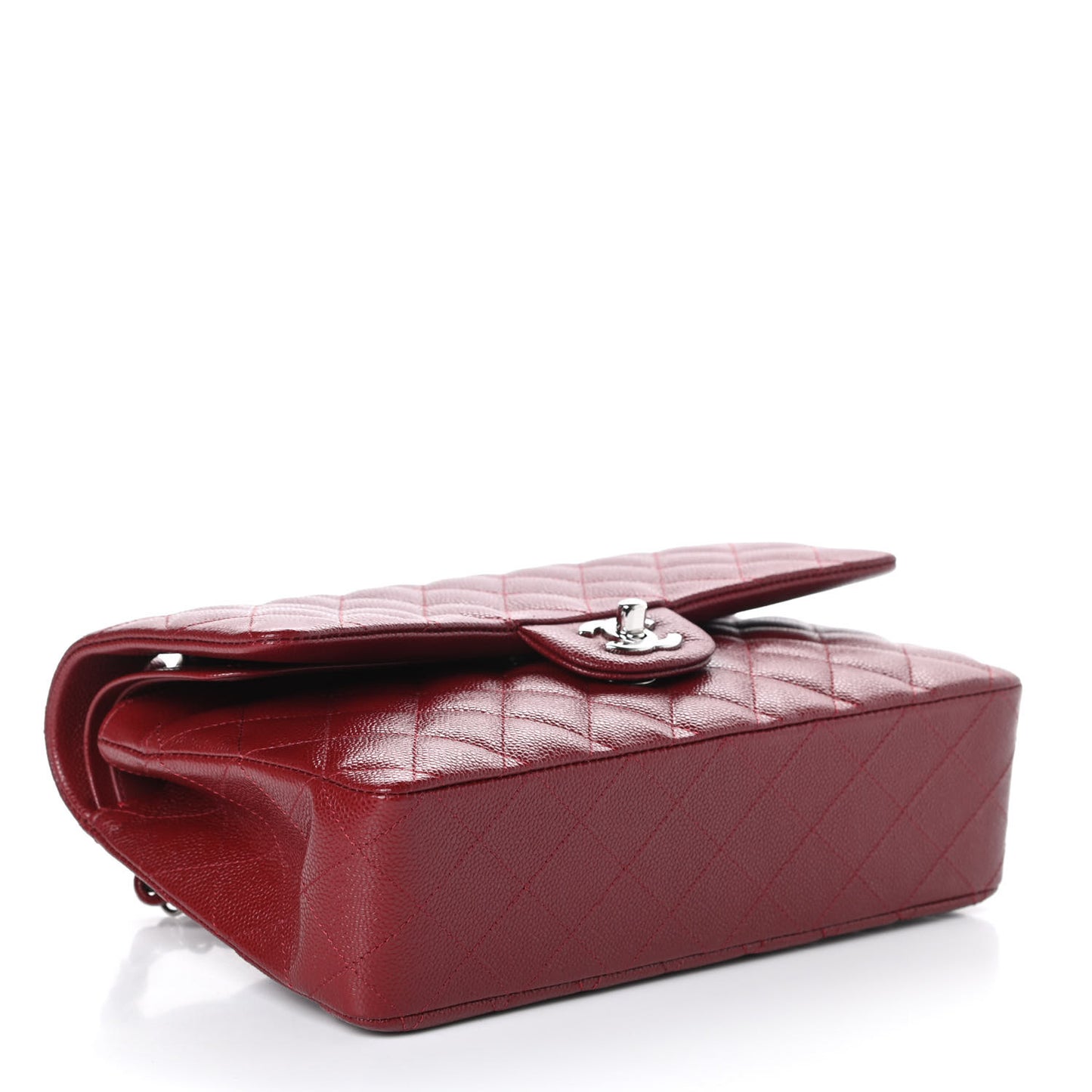 Caviar Quilted Medium Double Flap Burgundy