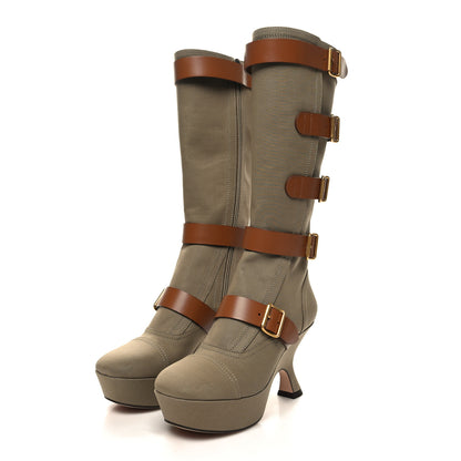 Christian Dior Technical Fabric Calfskin Diorevolt High Boots 36.5 Golden Saddle 3 of 9