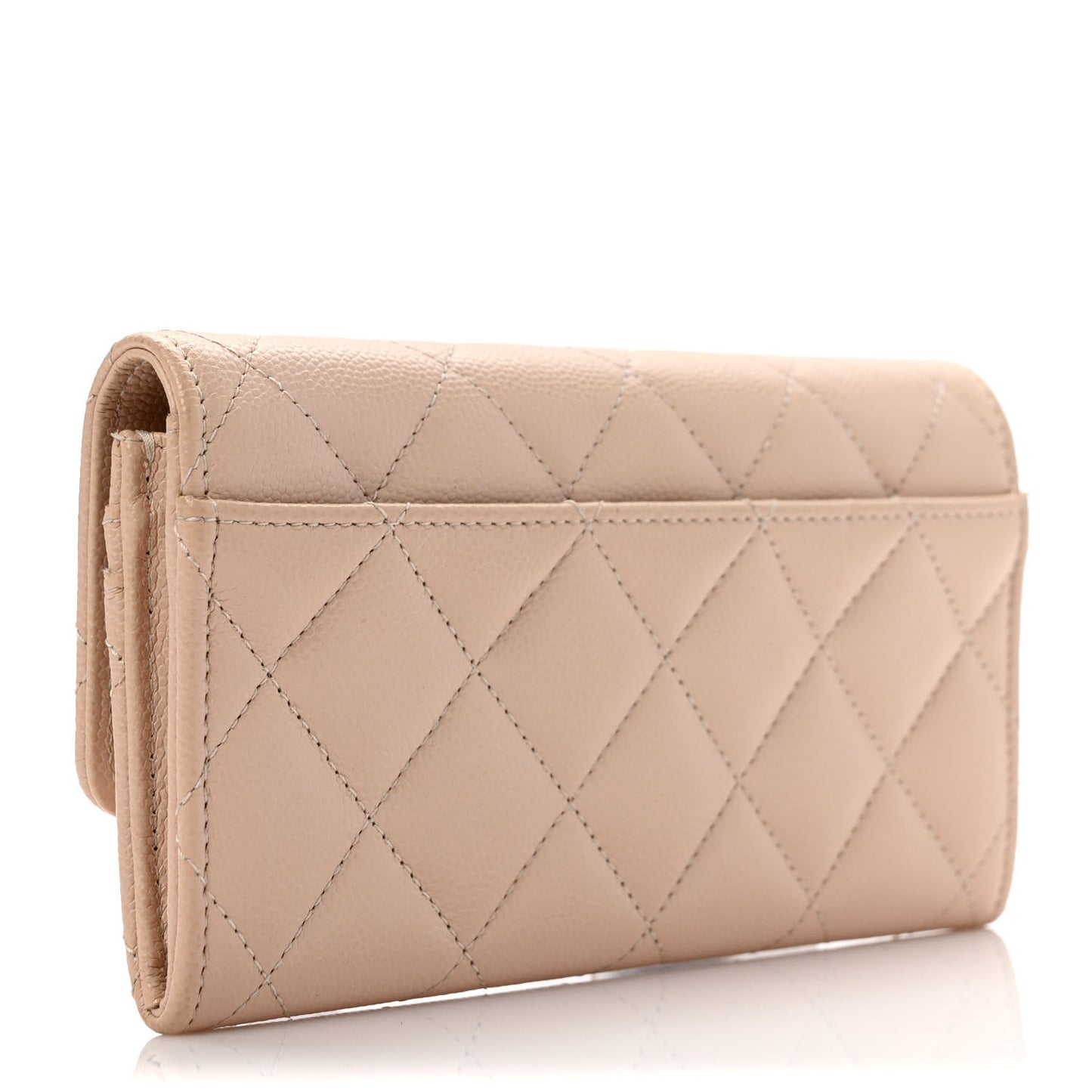 Caviar Pearl Quilted Coco Candy Wallet Beige