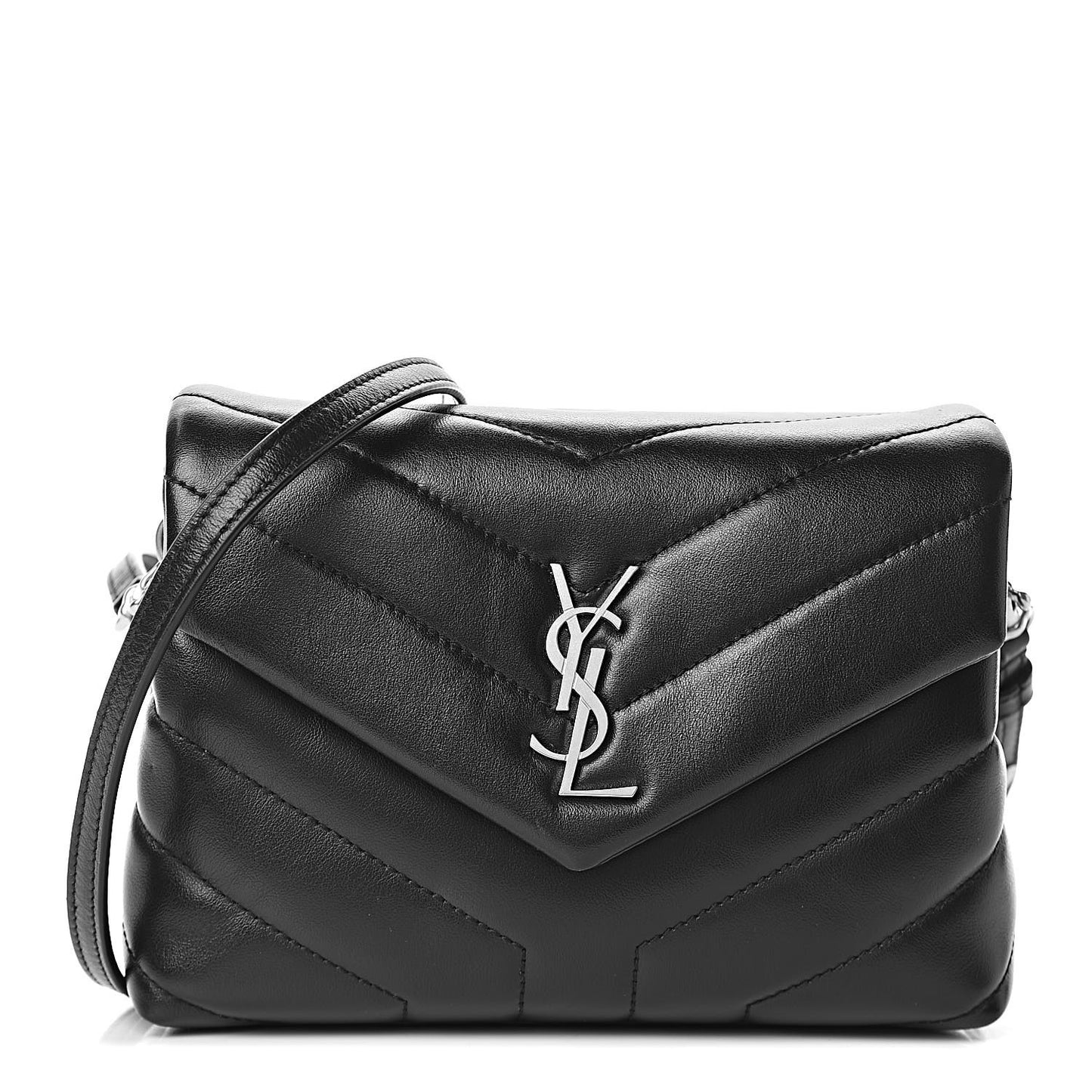 Calfskin Y Quilted Monogram Toy Loulou Crossbody Bag Black