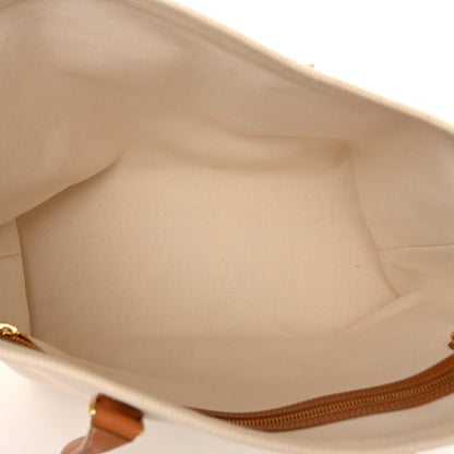 Celine Canvas Calfskin Horizontal Cabas Natural Tan 5 of 14