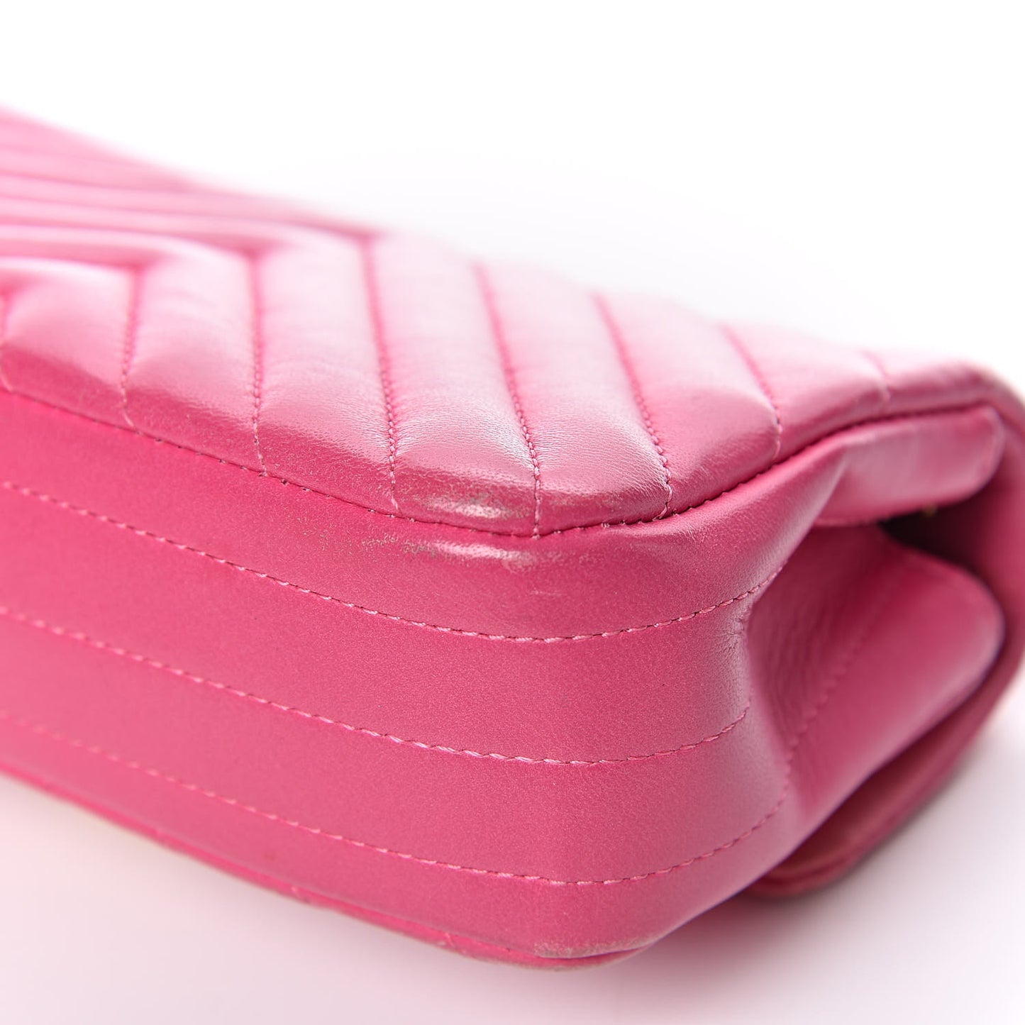 Lambskin Chevron Quilted Extra Mini Flap Dark Pink