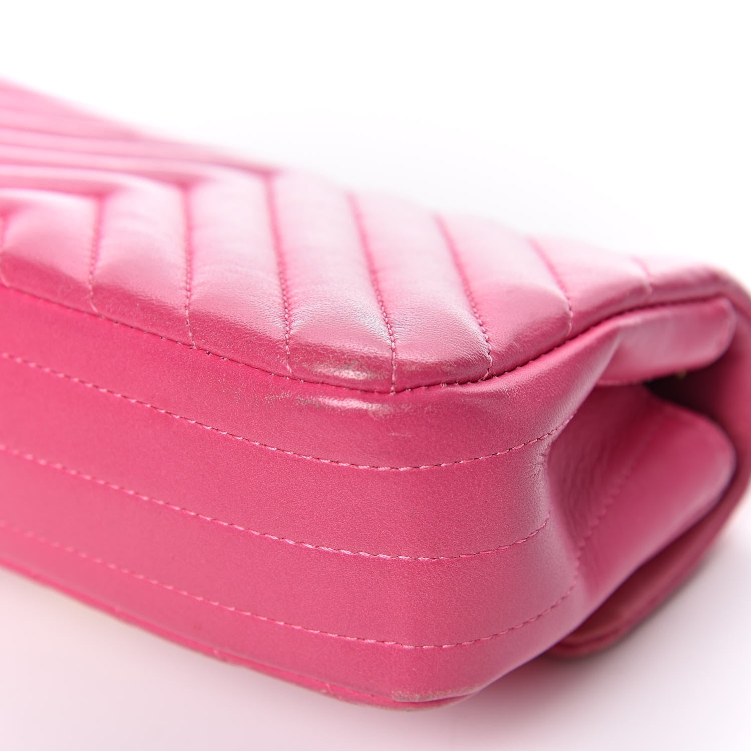 Chanel Lambskin Chevron Quilted Extra Mini Flap Dark Pink 13 of 15