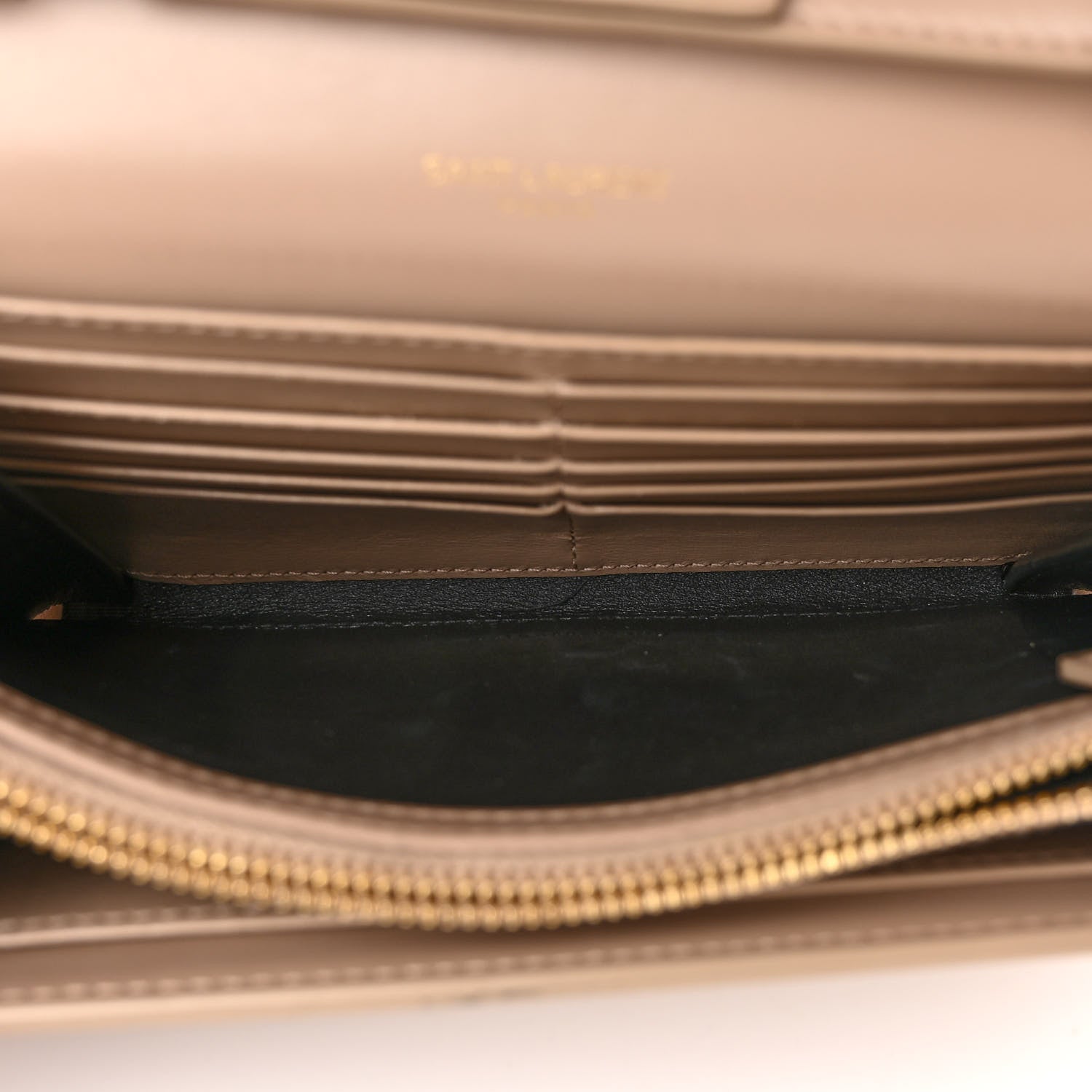 Saint Laurent Glossy Calfskin Monogram Chain Wallet Dark Beige 5 of 9