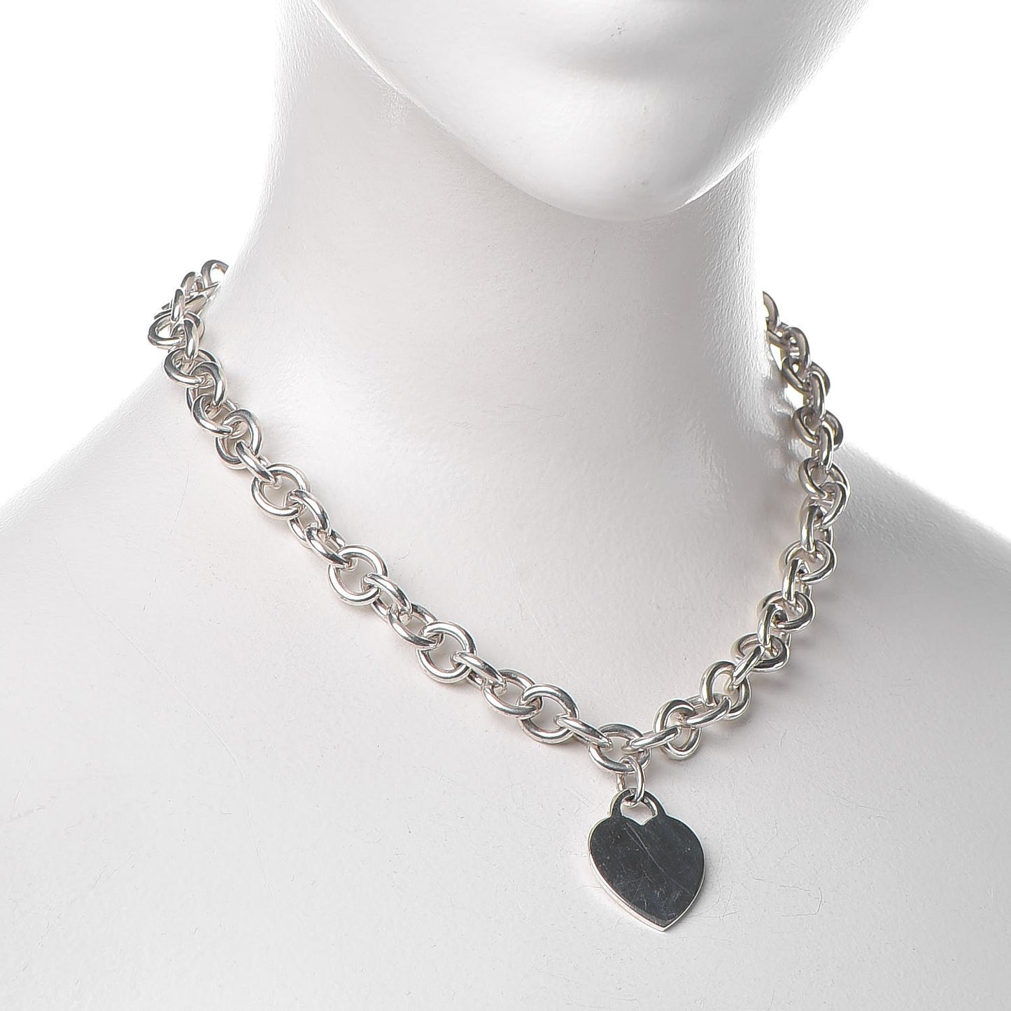 Sterling Silver Heart Tag Necklace