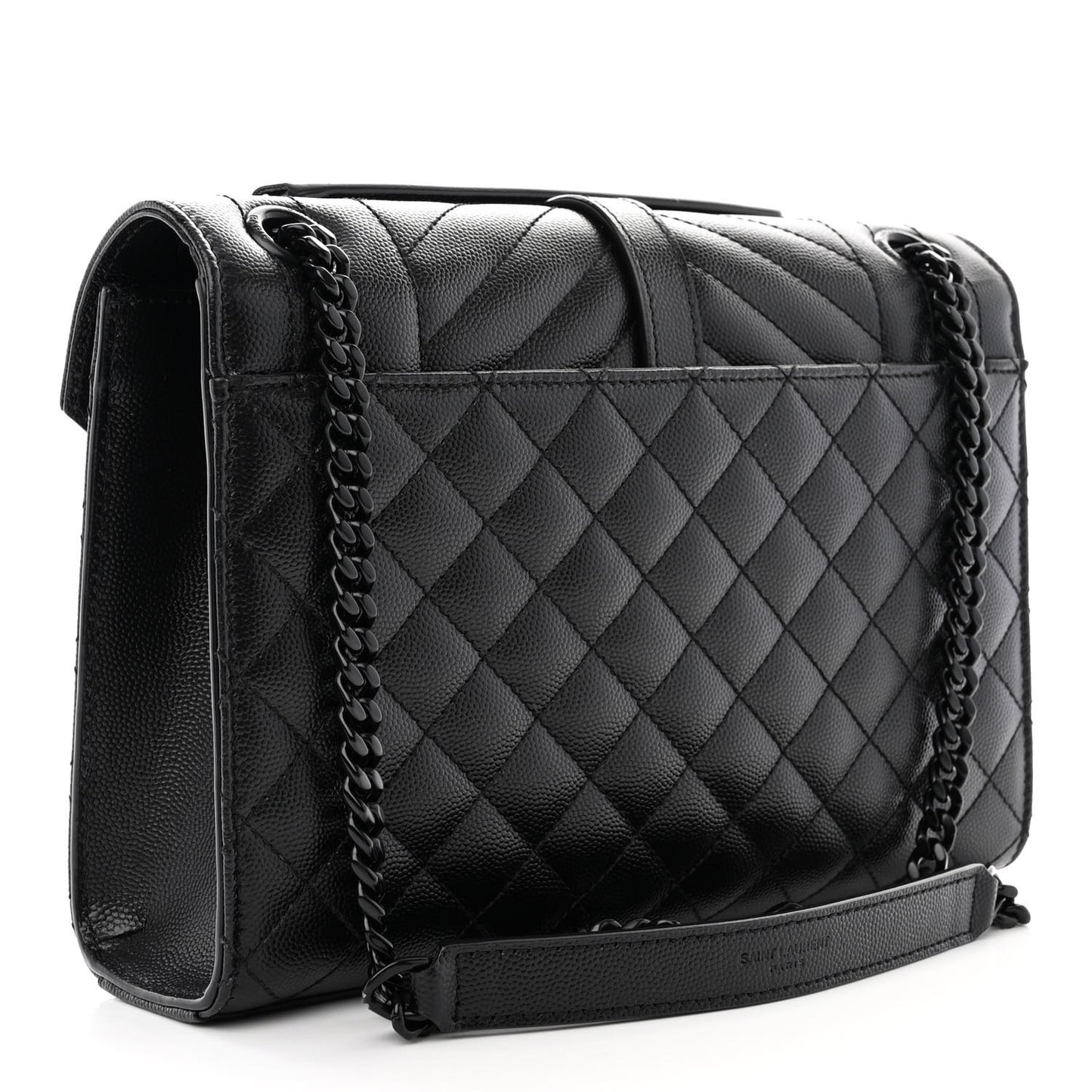 Grain De Poudre Textured Mixed Matelasse Triquilt Medium Monogram Monochrome Satchel Black