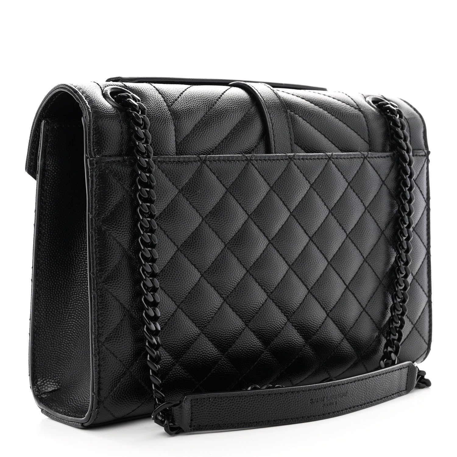 Saint Laurent Grain De Poudre Textured Mixed Matelasse Triquilt Medium Monogram Monochrome Satchel Black 3 of 11