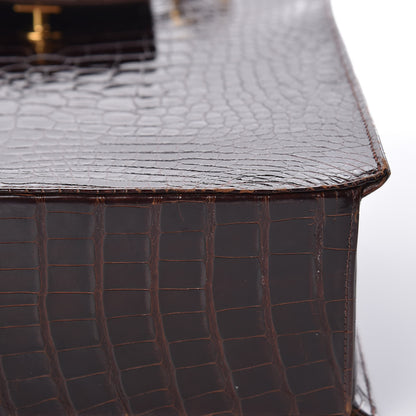 Chanel Shiny Crocodile Top Handle Tote Chocolate 19 of 19