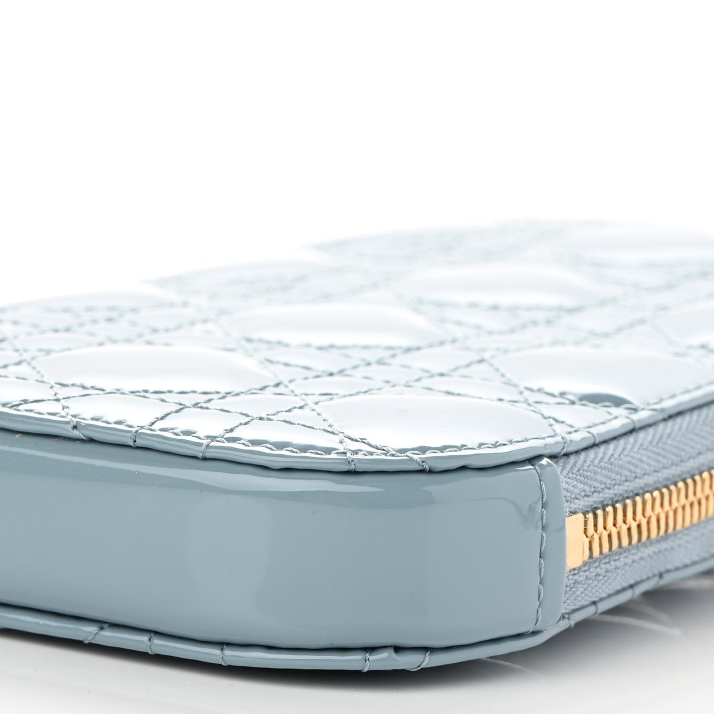 Patent Cannage Lady Dior Phone Holder Cloud Blue