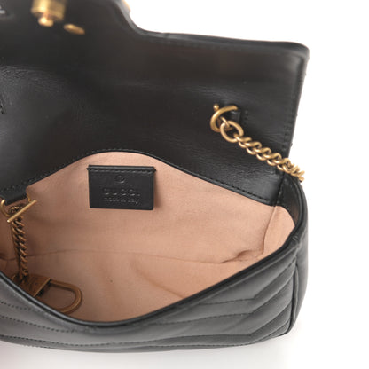 Gucci Calfskin Matelasse Super Mini GG Marmont Shoulder Bag Black 5 of 8