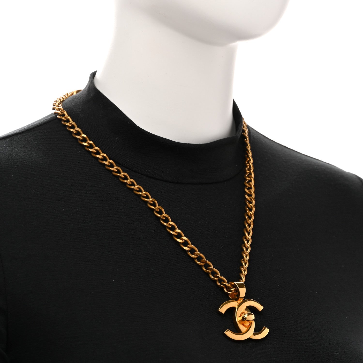 Chanel Quilted CC Pendant Chain Necklace Gold 2 of 7