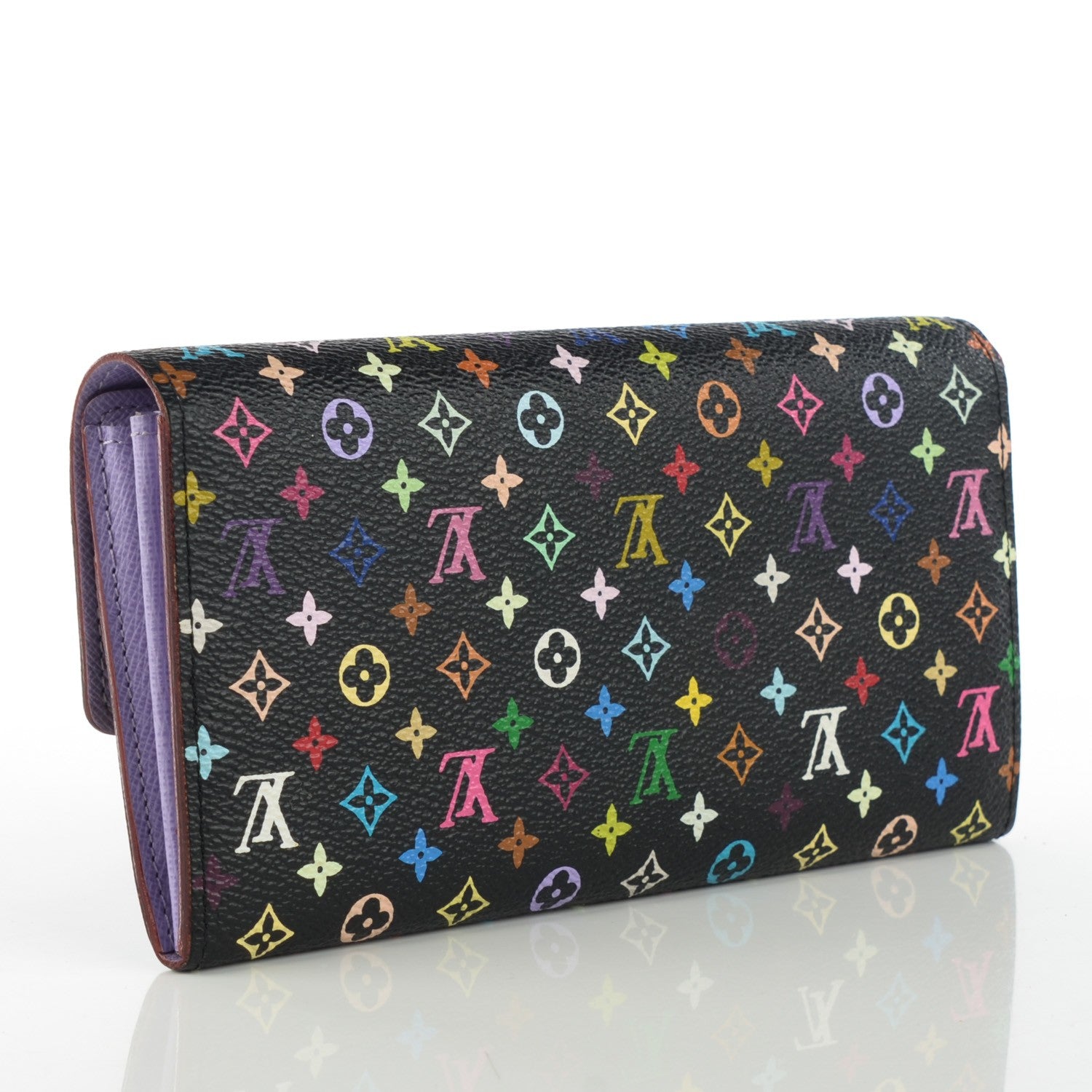 Louis Vuitton Monogram Multicolor Sarah Wallet Black Violet 3 of 7