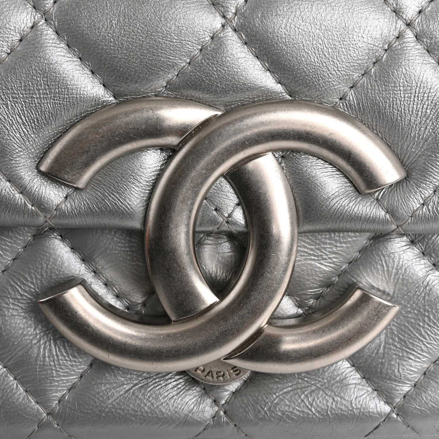 Chanel Metallic Lambskin Quilted Mini Giant CC Flap Argent 1756541