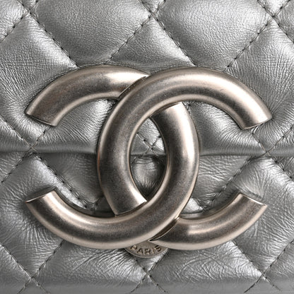 Chanel Metallic Lambskin Quilted Mini Giant CC Flap Argent 12 of 13