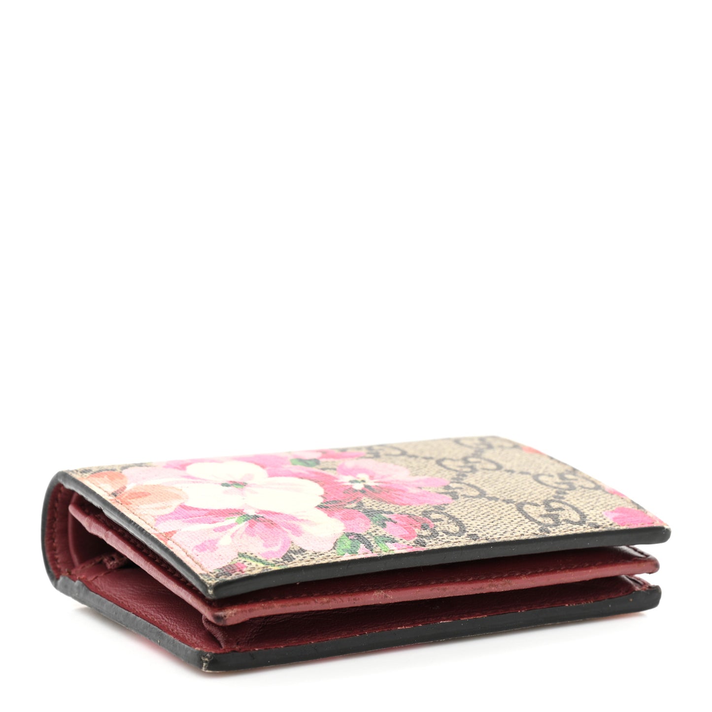 GG Supreme Monogram Blooms Card Case Wallet Beige Multicolor Dry Rose