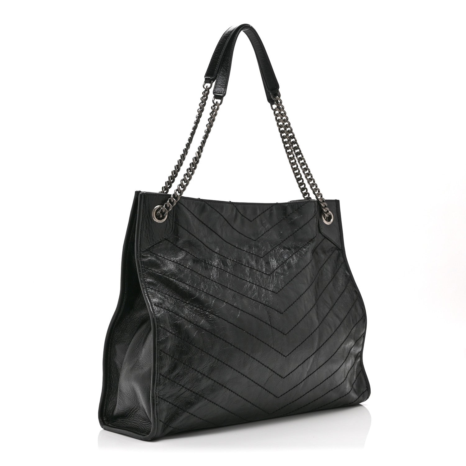 Saint Laurent Crinkled Calfskin Matelasse Monogram Large Niki Shopper Tote Black 3 of 11