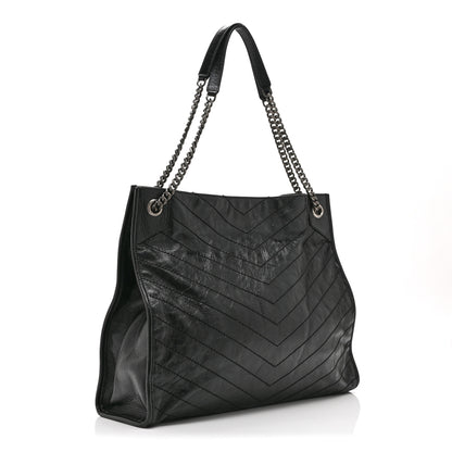 Saint Laurent Crinkled Calfskin Matelasse Monogram Large Niki Shopper Tote Black 3 of 11