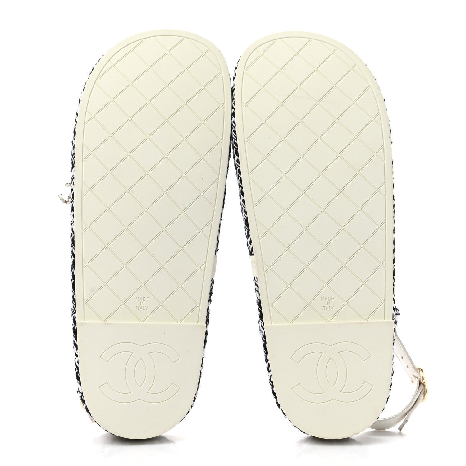 Chanel Lambskin Cord Chain CC Sandals 38 Black White 5 of 8