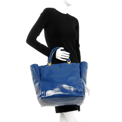 Lanvin Patent Calfskin Moonriver Tote Blue 2 of 7