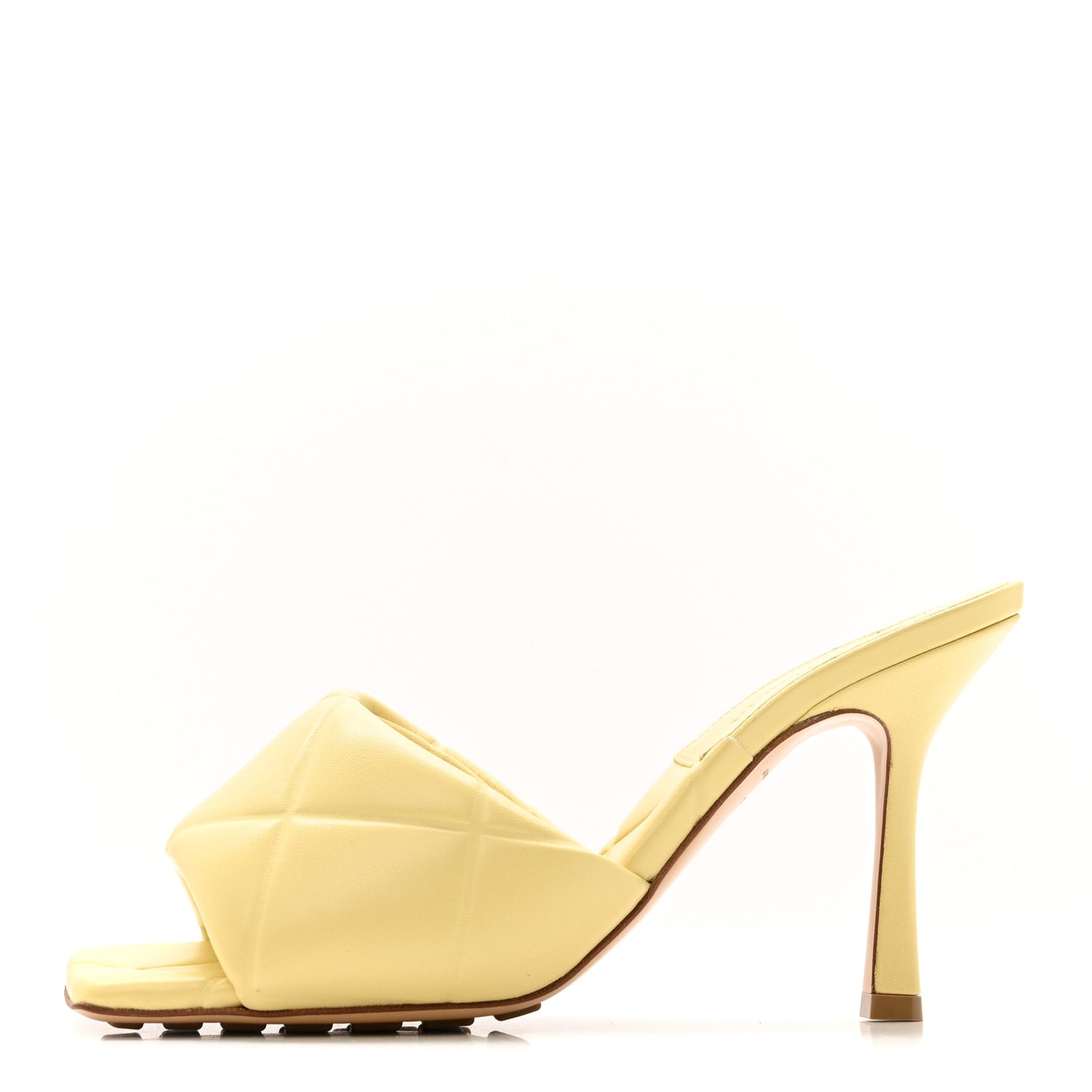 Nappa Quilted Rubber Lido Mule Sandals 37.5 Moon Beam