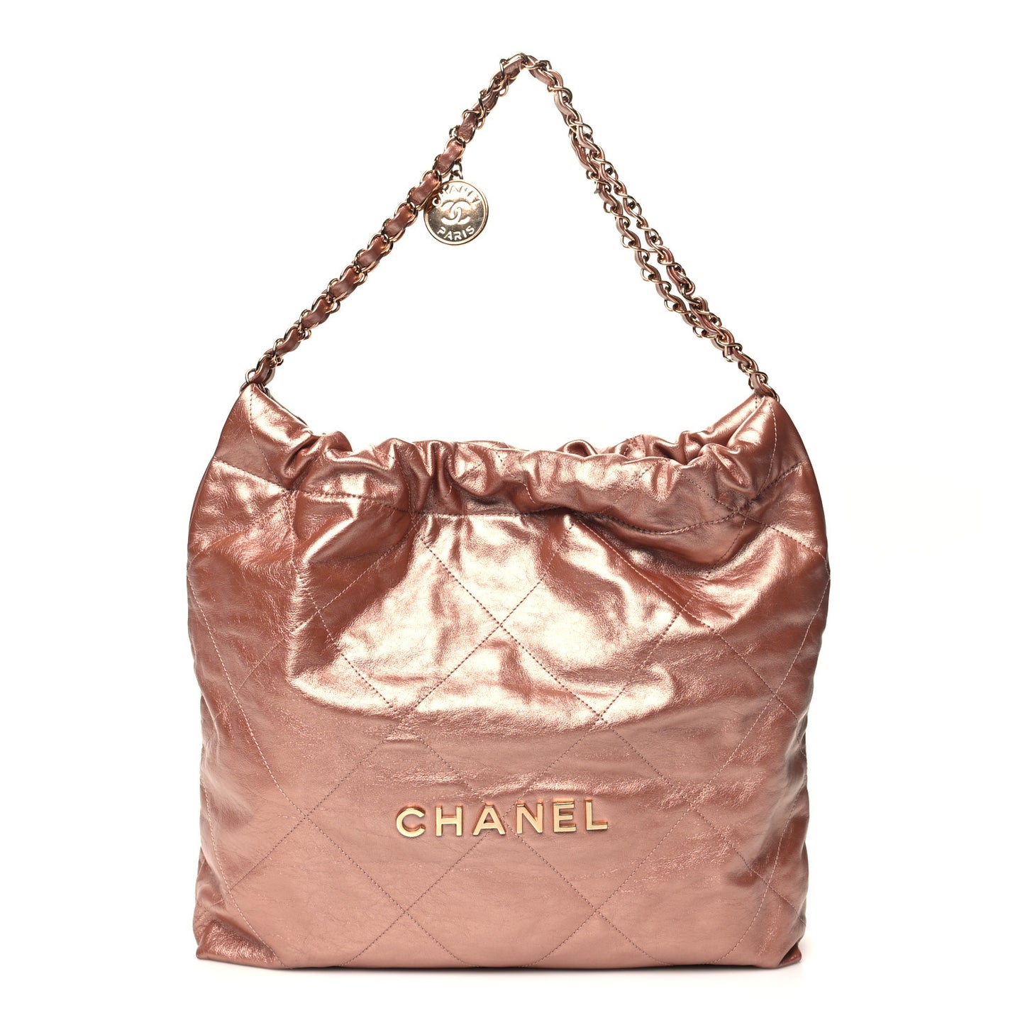 Metallic Calfskin Quilted Chanel 22 Copper