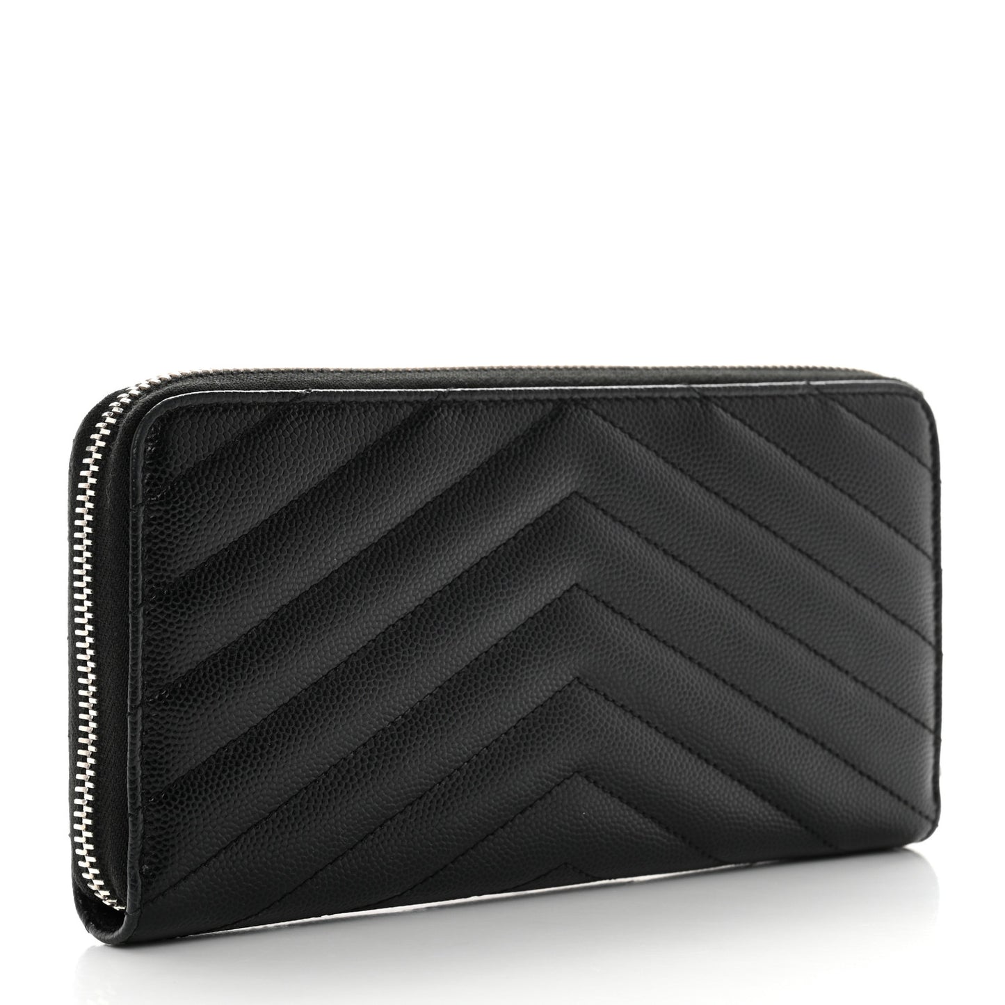 Grain De Poudre Matelasse Chevron Monogram Zip Around Wallet Black