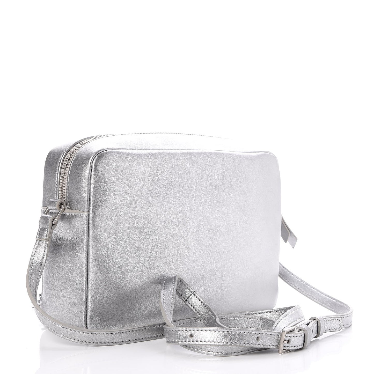 Metallic Calfskin Monogram Small Lou Camera Bag Silver