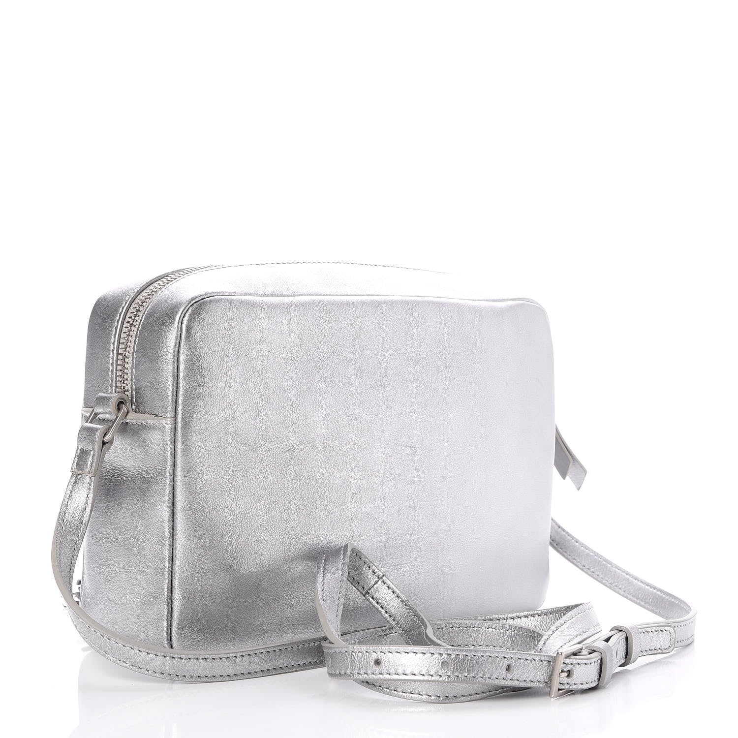 Saint Laurent Metallic Calfskin Monogram Small Lou Camera Bag Silver 3 of 7