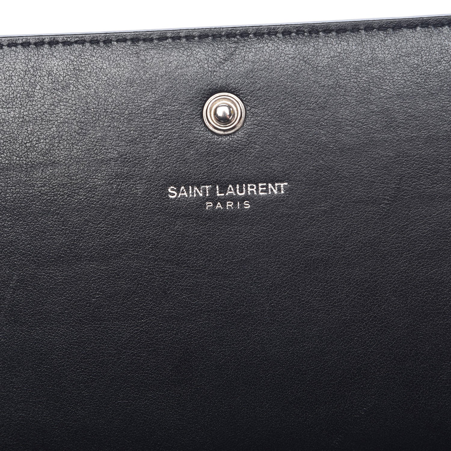 Saint Laurent Calfskin Crocodile Embossed Monogram Chain Wallet Black 8 of 9