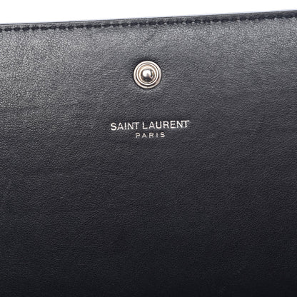 Saint Laurent Calfskin Crocodile Embossed Monogram Chain Wallet Black 8 of 9
