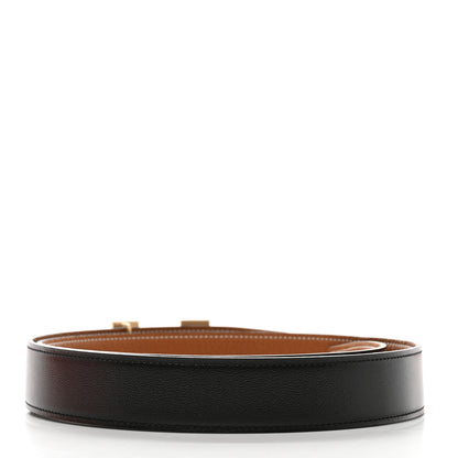 Hermes Box 135 Togo 32mm Faubourg H Belt 95 38 Black Gold 2 of 7