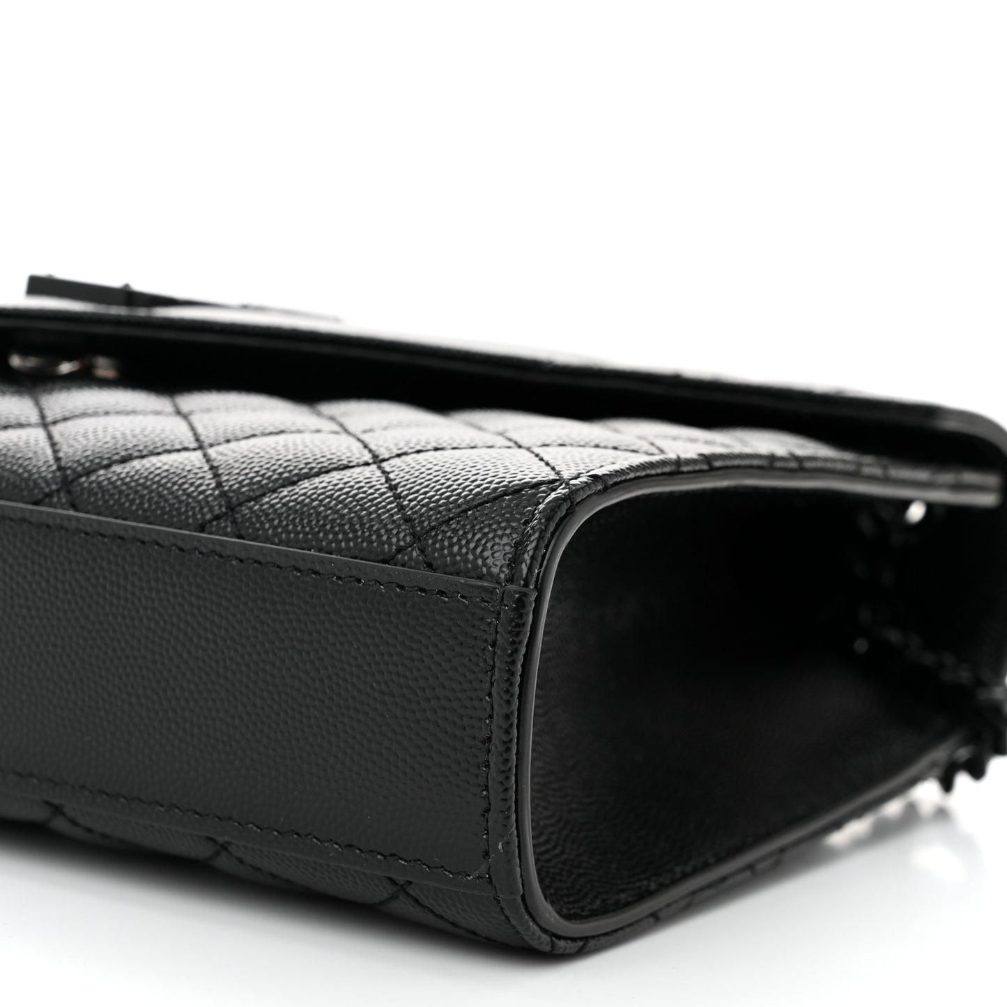 Grain De Poudre Textured Mixed Matelasse Triquilt Medium Monogram Monochrome Satchel Black