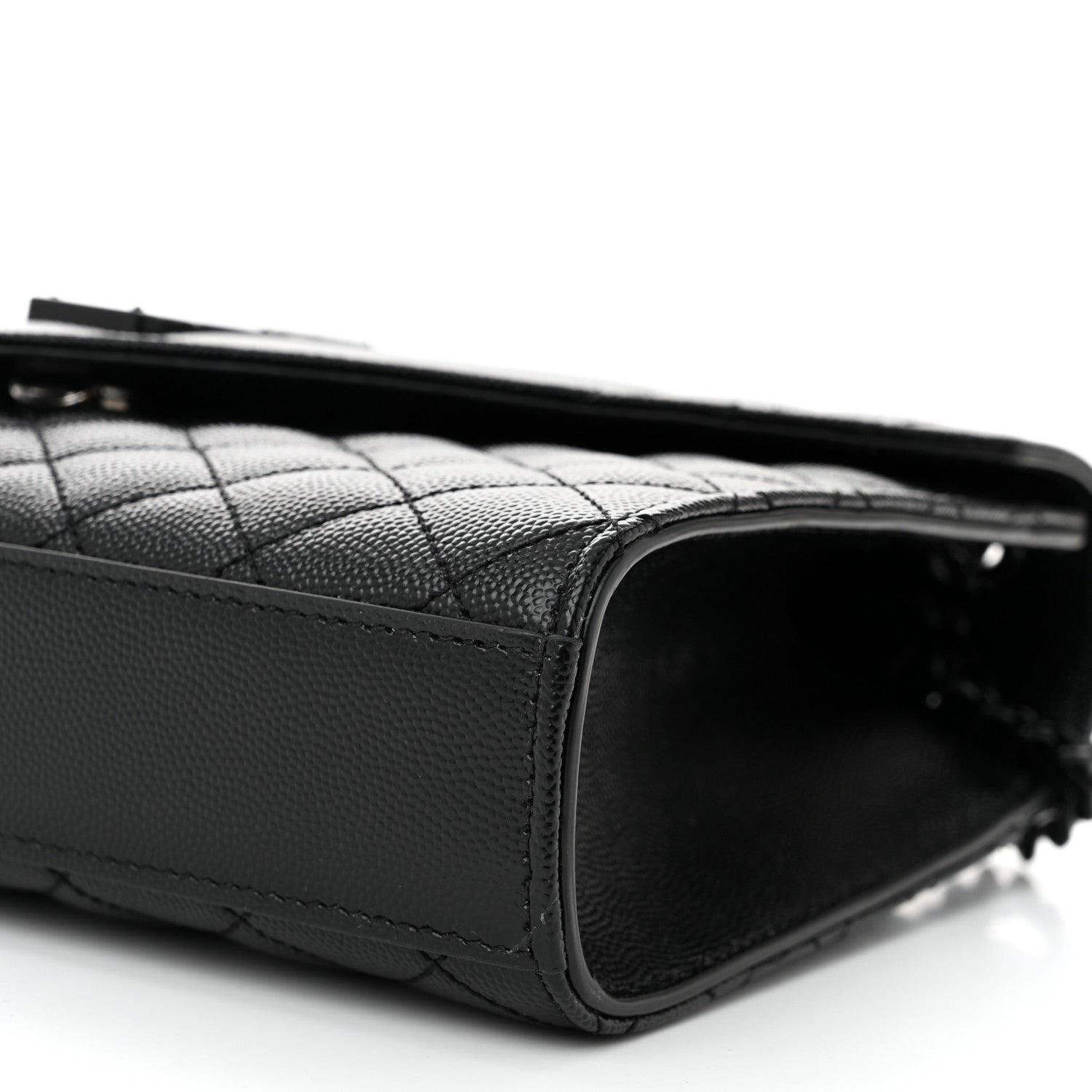 Saint Laurent Grain De Poudre Textured Mixed Matelasse Triquilt Medium Monogram Monochrome Satchel Black 10 of 10