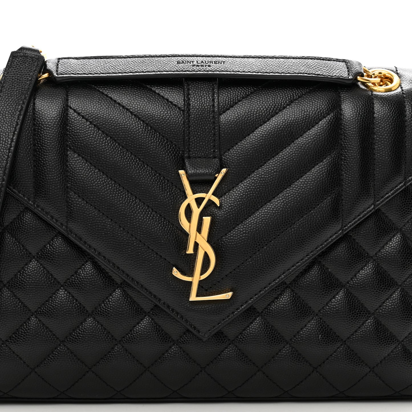 Grain De Poudre Textured Mixed Matelasse Triquilt Medium Monogram Satchel Black
