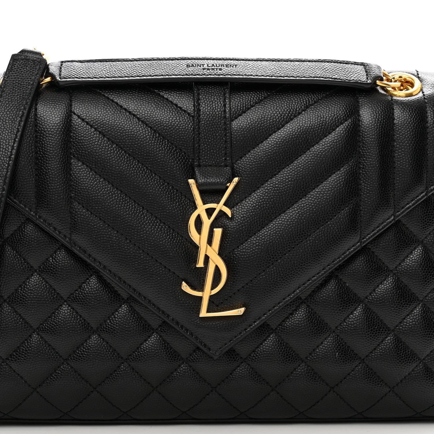 Saint Laurent Grain De Poudre Textured Mixed Matelasse Triquilt Medium Monogram Satchel Black 8 of 11
