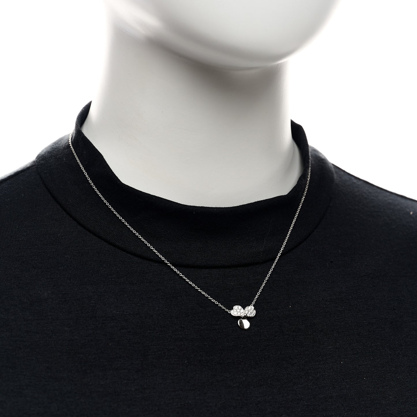 Platinum Diamond .17ctw Small Paper Flowers Pendant Necklace