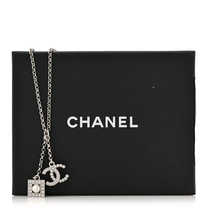 Chanel Ruthenium Crystal Square CC Lariat Necklace 5 of 5