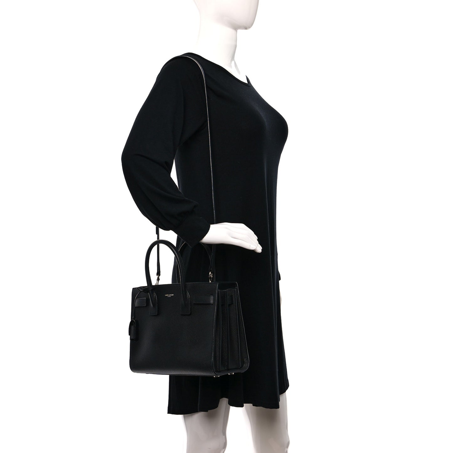 Grained Calfskin Baby Sac De Jour Black