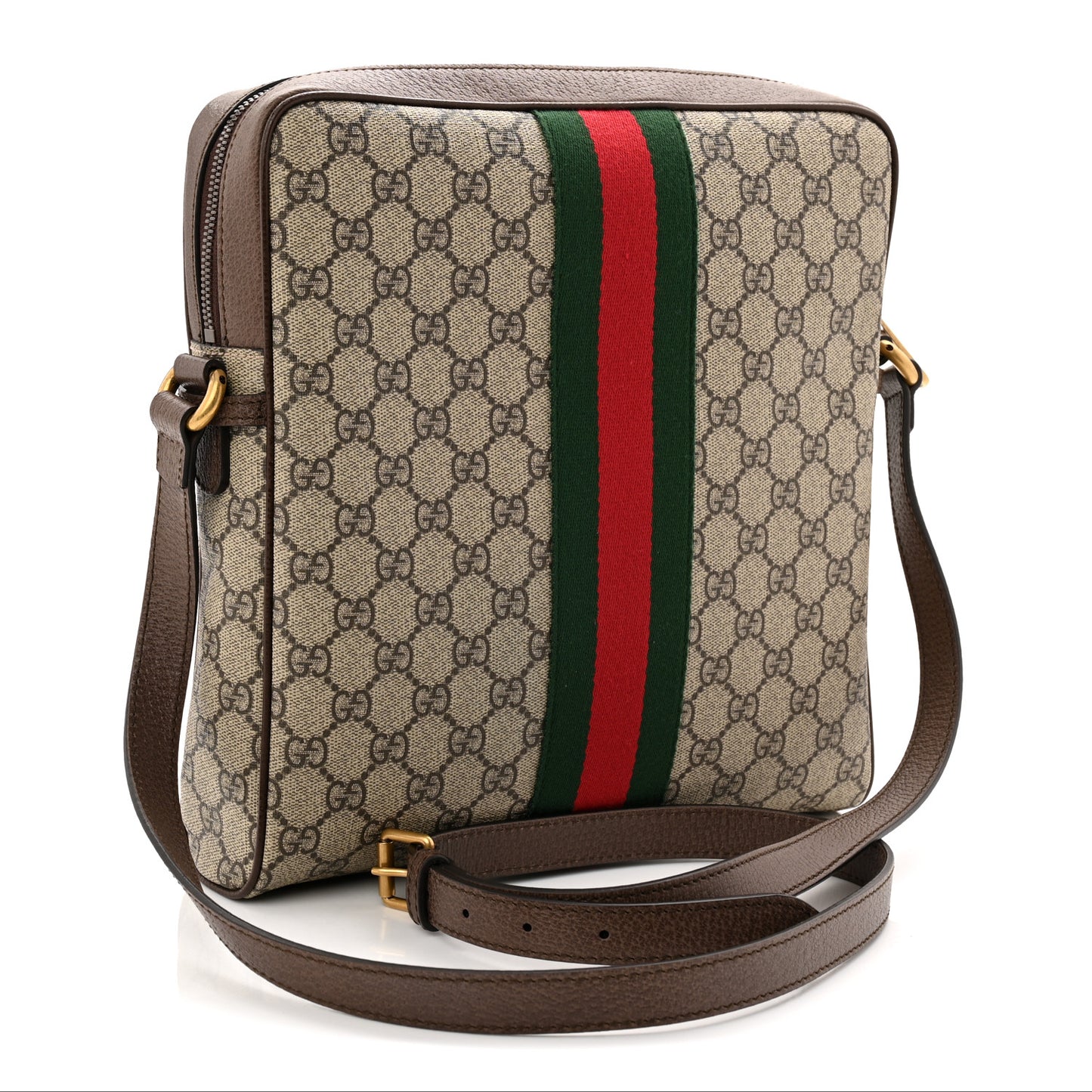 GG Supreme Monogram Web Medium Ophidia Messenger Bag Brown
