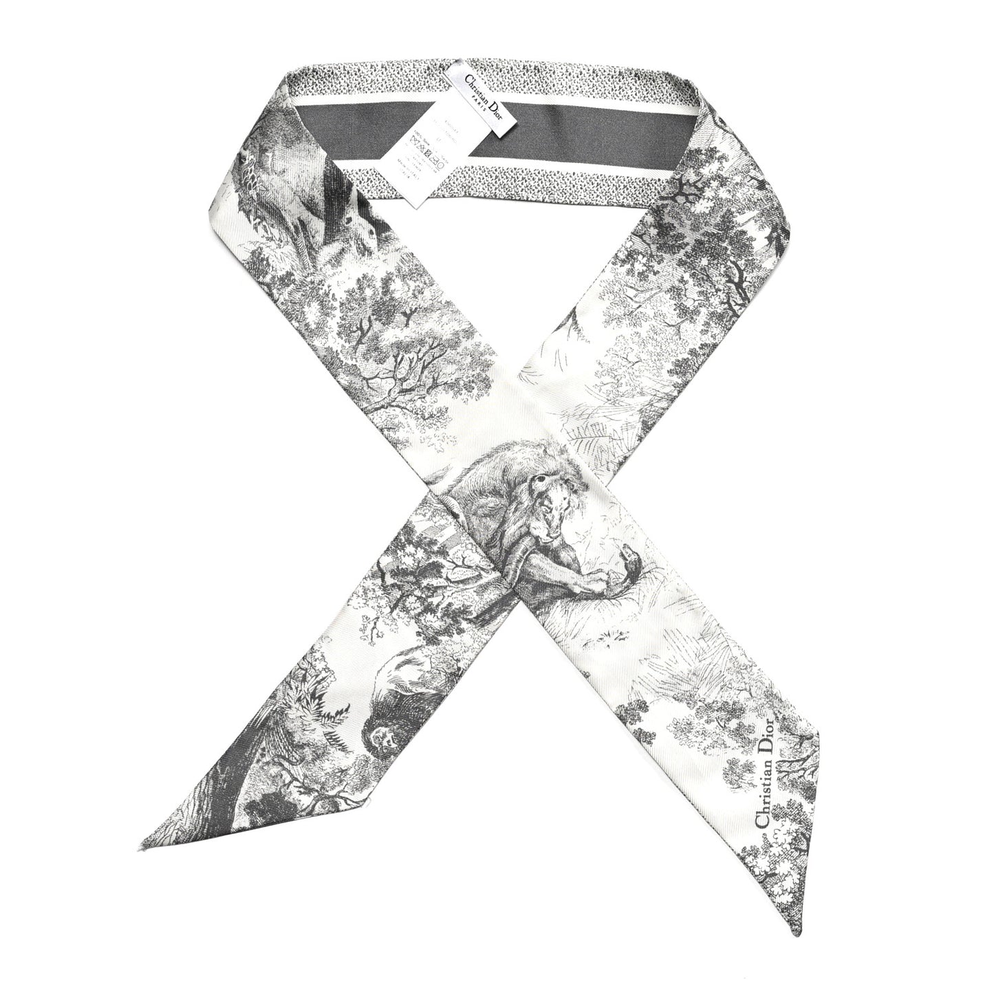 Silk Toile De Jouy Mitzah Scarf White
