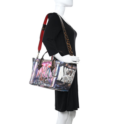 Christian Louboutin Neoprene Cabaraparis Spikes Small Tote Leopard Multicolor 2 of 9